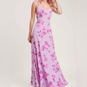 Lulus Lavender Floral Maxi Dress | Wedding Guest Bridal Shower Dress